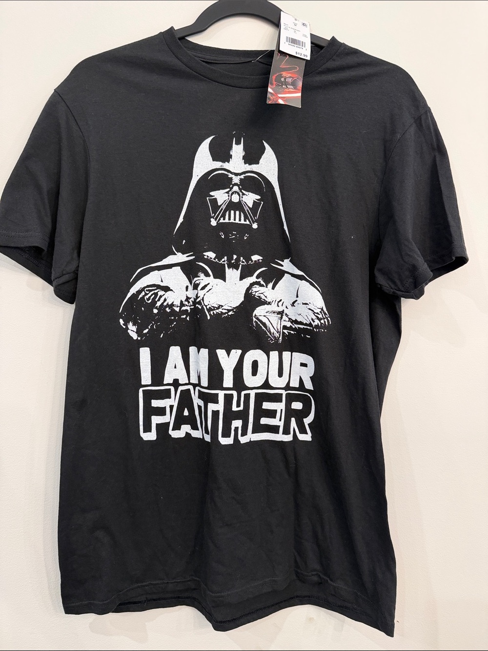 NWT Star Wars Black T-Shirt with White Darth Vader "I Am Your Father" Graphic